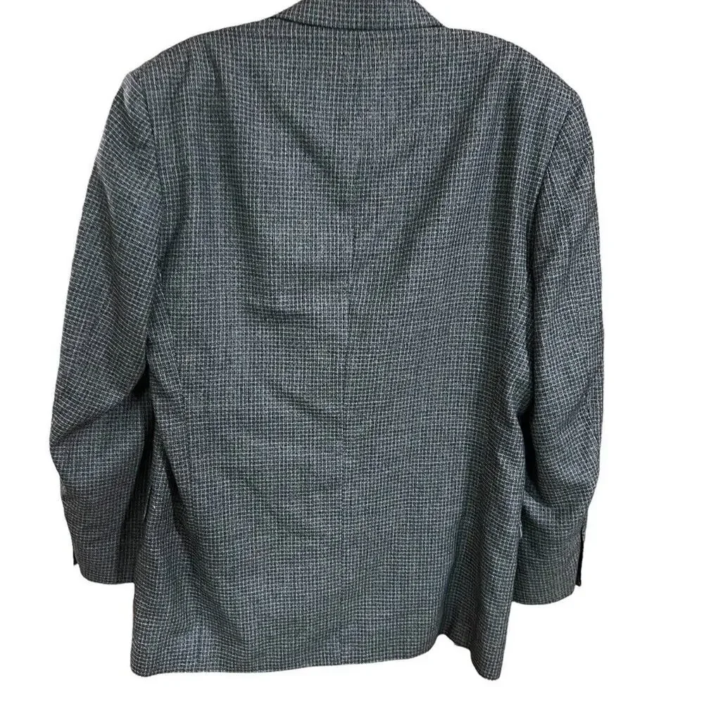 Oscar De La Renta Menswear Silk and Wool Blend Tweed Print Blazer 3 Button 42L
